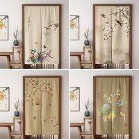 New Chinese Flower and Bird Door Curtain Kitchen Bedroom Partition Curtain Retro Half Curtain Feng Shui Curtain Noren