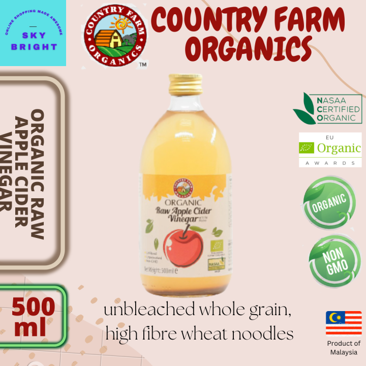 Country Farm 100 Organic Fresh Apple Cider Vinegar 500ml, No Added