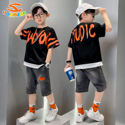 HOBIBEAR New fashion childrens two-piece short-sleeved t-shirt suit handsome two-piece