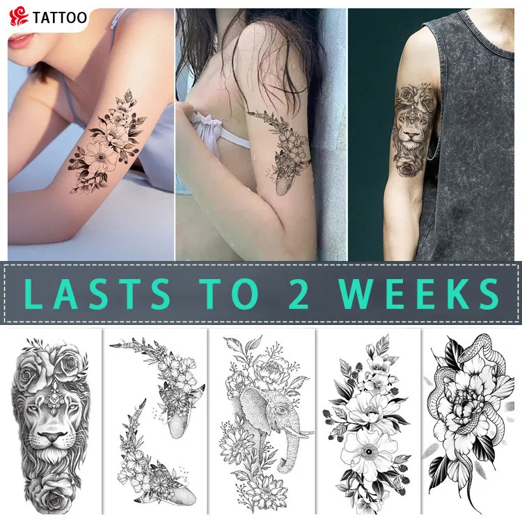 *21CM】 Tattoo Lasts to 15 Days Tattoo Sticker Waterproof Long Lasting Magic  Tattoo Temporary Tattoo 3D sexy half arm chest thigh tattoo Fake Tattoo  Lion flower black white Tattoo | Lazada PH