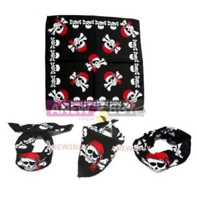 ผ้าลายกะโหลก โจรสลัด ใช้โพกหัวหรือพันคอ Skull Bandana Scarf Headwrap