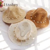 Summer Straw Sun Hat Pearl Visor Trilby Jazz Women Chapeau Femme Male Fedora Summer Elope Beach Sun Straw Panama Hat Beach Hat