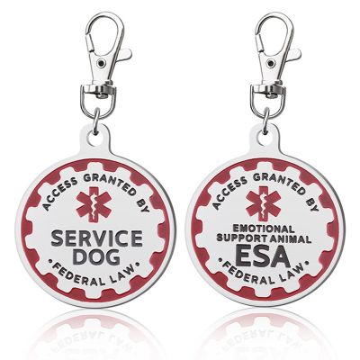 【YF】 Service Dog Tag Emotional Support Tag Keychain Metal Pet ID Tags for Animals Dogs  Therapy