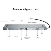 Type-C Docking Station 5Gbps อลูมิเนียมสำหรับแล็ปท็อป Usb Adapter Splitter Usb Type C Hub รองรับ HDMI 60W Pd 4K 10 In 1