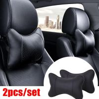 2pcs Leather Car Pillows Headrest Neck Cushion Support Seat Accessories Auto Safety Pillow Universal Decor