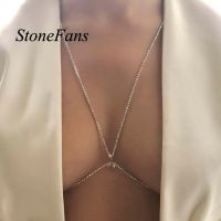 【YF】 StoneFans Rhinestone Pendant Body Chain Jewelry Women Harness Bra Beach Bralette Bikini Chains Top 2019