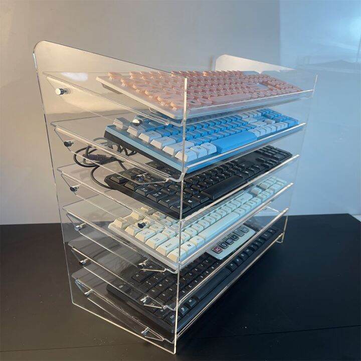 Transparent acrylic desktop storage box keyboard storage rack