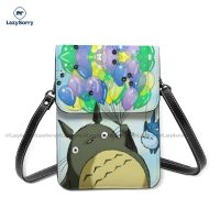 Totoro Shoulder Bag Studio Ghibli Woman Anime Fashion Mobile Phone Bag Vintage Leather Business Bags