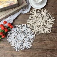 22CM Vintage lace cotton hollow table place mat crochet placemat Christmas drink coaster kitchen accessories decoration home Pad