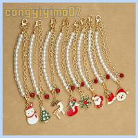 CONGYIYIMO07 2PCS สโนว์แมน กำไลข้อมือคริสต์มาส จี้ห้อยคอ เครื่องรางปรับได้ กำไลต้นไม้คริสต์มาส ของใหม่ ซานตาคลอส สร้อยข้อมือมุกเทียม คริสมาสต์