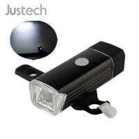 Justech ไฟ LED จักรยานไฟหน้า USB ชาร์จไฟอลูมิเนียมสีดำขี่จักรยาน4โหมด