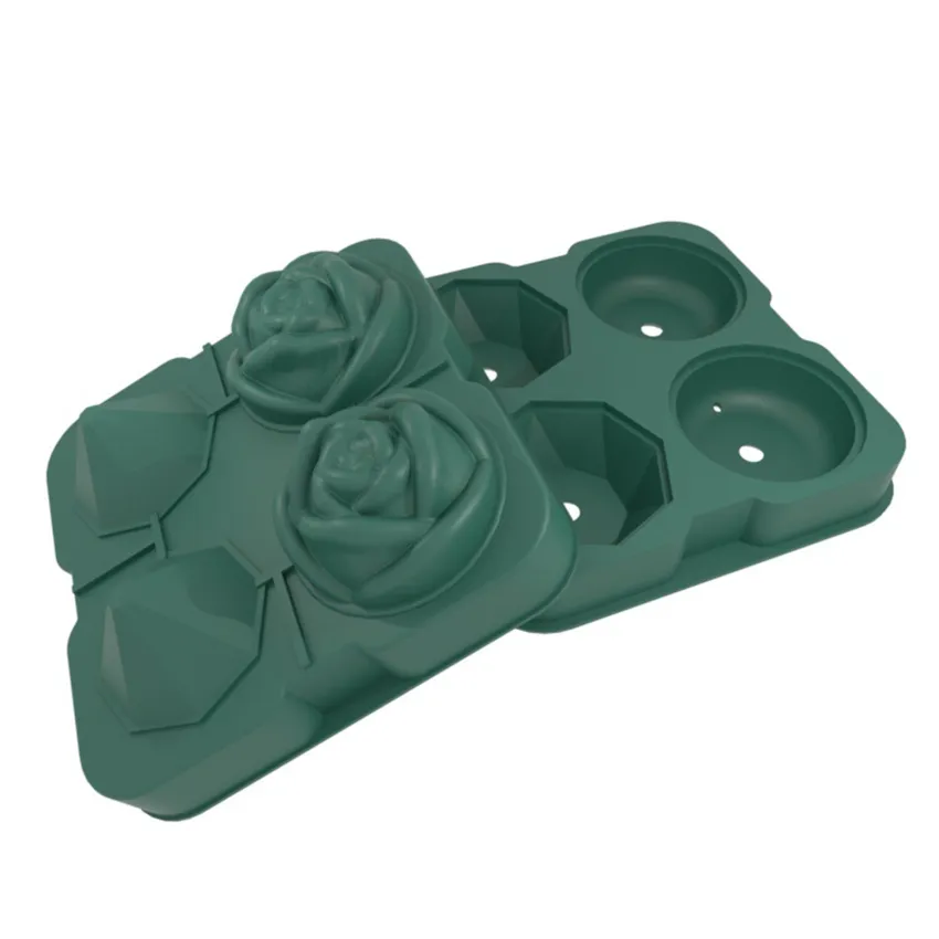 Ice Cube Tray,Rose Ice Cube Maker, Makes Four 2.5inch Rose Shaped Ice Cubes,  Easy Release Ice Ball Maker, Novelty Drink Tray For Chilled Drinks, Whiskey  & Cocktails, Homemade 