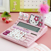 12 Digits Solar Cute Kitty Calculator Solar Clear Calculator with Pen and Notebook Calculated Calculadoras Children Scientific