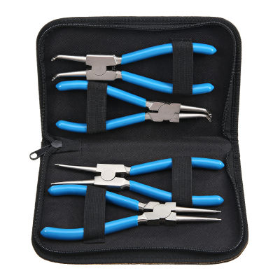 4pcs Retaining Circlip Pliers Set 7 Inch Internal External Curved Straight Tip Circlip Snap Ring Plier Hand Crimping Tool