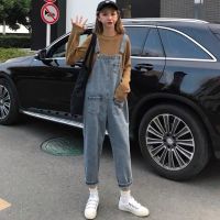 S-5XL ไซส์ใหญ่ ชุดเอี้ยมยีนส์สไตล์กางเกงขายาว Denim Jumpsuit Sling Jeans กางเกงเอี๊ยม