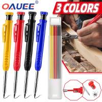 Solid Carpenter Pencil Set Woodworking Tools Mechanical Pencil 3 Colors Refill Construction Job Tools Carpentry Marking Scriber