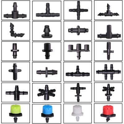 Garden Irrigation Dripper Connector 4/7mm 3/5mm Hose Connectors Double Barb Tee Elbow Connection 6.0mm 7.5mm Sprinker Adapter