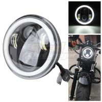 ไฟหน้ามอเตอร์ไซค์5.75ไฟหน้า LED นิ้ว5 3/4นิ้วสำหรับ Harley Sportster XL883 1200 1200X X48 72สีขาวไฟสีอำพัน Halo 04-20