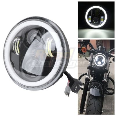 ❄¥ ไฟหน้ามอเตอร์ไซค์5.75ไฟหน้า LED นิ้ว5 3/4นิ้วสำหรับ Harley Sportster XL883 1200 1200X X48 72สีขาวไฟสีอำพันรัศมี04-20
