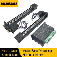 【LZ】✿◕✌  T-tipo Mini Deslizante Tabela Curso 50-300mm Montagem do lado do motor Guia Linear Trilho Nema11 28mm Stepper Motor Para Impressora CNC 3D