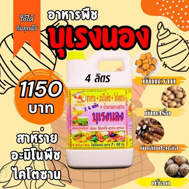 พร้อมส่ง-บุเรงนอง-ขนาด-4-ลิตร-อะมิโนพืช-สาหร่าย-ไคโตซาน-น้ำตาลทางด่วน-อาหารพืช-ใช้ฉีดพ่นทางใบ-ฉีดพ่น-มัน