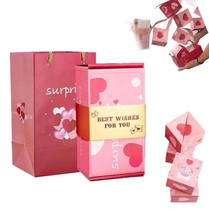 RUO DIY Surprise Bounce Box Pop-Up Folding Cash Explosion Bounce Gift Box  Gift Box Set Creative Red Envelope Bouncing Box Wedding