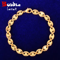 7mm Glossy Solid Bracelet for Men Homme Link Bling Real Gold Plated Hip Hop Jewelry 2022 Trend