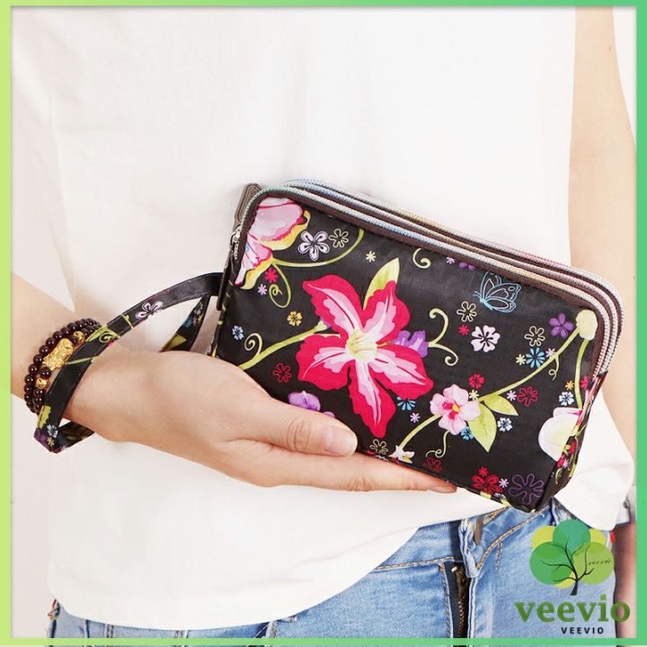 veevio-กระเป๋าสตางค์-3-ช่อง-กระเป๋าใส่มือถือ-กระเป๋าผ้า-คล้องมือ-ladies-bag