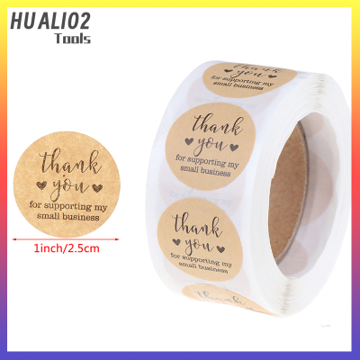 สติกเกอร์ขอบคุณ HUALI02ทำมือม้วน500ชิ้นป้ายราคากระดาษของตกแต่งเครื่องเขียนทรงกลม