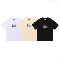 Plus size high street T-shirt KITH KITH Begonia Floral Serif Logo loose print cotton round neck T-shirt for men and women