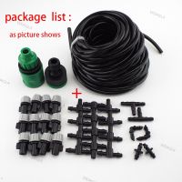 10m Irrigation System Set 4/7mm Tube Garden Fog Nozzles Misting Cooling Automatic Watering Hose Spray Head Tee Connector WDAGTH