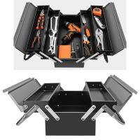 Tool Box Large Space 3 Compartments Tray Double Layer Lockable for Garage