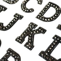 Black Rhinestones 26 Alphabet Letters ABC Sew Iron On Patches Shining Badges For Name DIY Dress Jeans Appliques Decoration Fashion Accessories