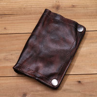Genuine Leather Wallet For Men Vintage Wrinkled Short Bifold Man Purse Credit Card Holder With Zipper Coin Pocket Money Bag