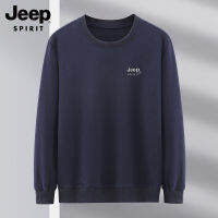 JEEP SPIRIT เสื้อกันหนาวสำหรับผู้ชาย,เสื้อสเวตเตอร์ผ้าฝ้ายคอกลมทรงหลวมขนาดใหญ่พิเศษเสื้อสเวตเตอร์แนวสปอร์ตระบายอากาศได้ดีบาง L-8XL