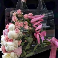 【LZ】∏✿❡  Saco de embalagem portátil transparente PET caixa de flores frescas bolsa buquê flores embrulho bolsa festa presente rosa pacote