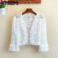 【CC】 Hollowed Out Sleeve Shawl Jacket Short Cardigan Protection Womens Clothing Drop Shipping