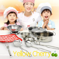 Yellow Cherry ชุดของเล่นเครื่องครัวสแตนเลสสำหรับเด็ก,ชุดของเล่นเครื่องครัวจำลองชุดของเล่นสำหรับเด็กผู้ชาย1ชุด