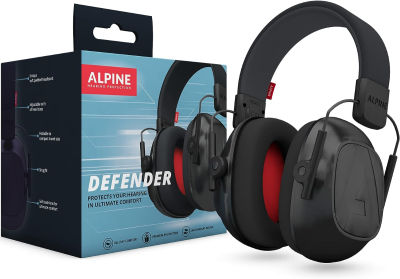 Alpine Hearing Protection Alpine Defender Adult Earmuffs for Noise Reduction- Premium Noise Protection Headphones for Study, Focus, Work & Sensory Overload- Light-Weight Design- Adjustable Headband- All Day Comfort- 22dB