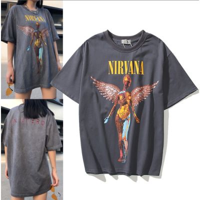 Nirvana Nirvana Nirvana Angel Rock Band เสื้อยืดแขนสั้น ทรงหลวม สไตล์วินเทจ สําหรับคู่รัก QC7311625