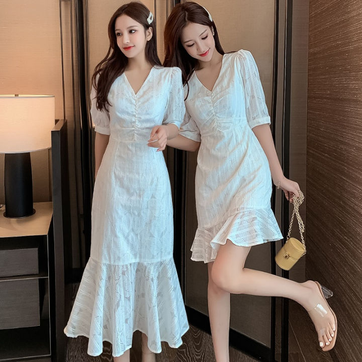 MISUMIXIU đầm midi màu trắng phong cách Hàn Quốc cho nữ đầm maxi ...