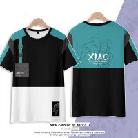 Genshin Impact Xiao คอสเพลย์เสื้อยืด Xiao Unisex 3D พิมพ์โพลีเอสเตอร์เสื้อแฟชั่น Tee เสื้อฤดูร้อนแขนสั้นผู้ชายผู้หญิงเสื้อ