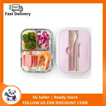 3 Compartment Lunch Box Glass - Best Price in Singapore - Oct 2023