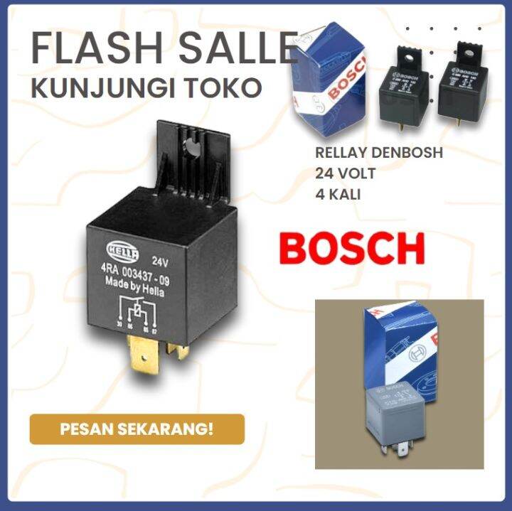 Relay BOSCH 24V 4 Kaki Rilei Rilay Bosch 24 Volt 4 Pin Kaki Asli
