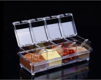 hotx【DT】 4pcs/lot New Organizer Storage Boxes Spices Seasoning Jar Transparent Bottle Accessories 0631