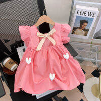 Dress Model Baru ฤดูร้อนสำหรับแบบเกาหลีของเด็กผู้หญิงรุ่นเจ้าหญิงแขนบินผ้าฝ้ายบริสุทธิ์