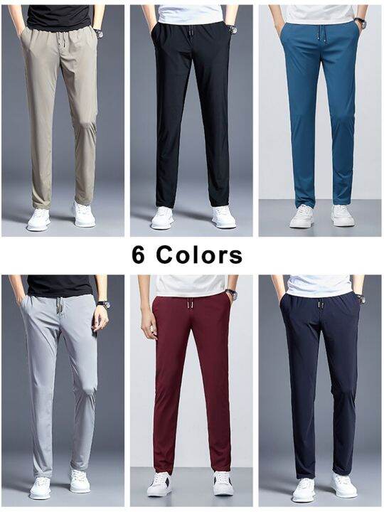 hot11-ฤดูร้อนยาว-sweatpants-ผู้ชาย-breathable-cooling-ไนลอนผ้าไหม-spandex-cal-chino-กางเกงชายกางเกงตรง