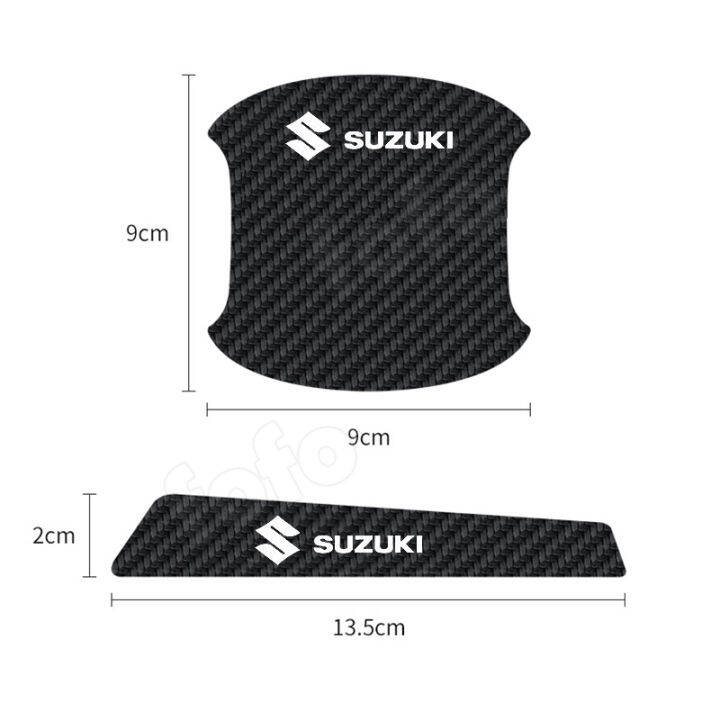 สติกเกอร์ติดเบ้าประตูรถยนต์จำนวน8ชิ้น-สติกเกอร์ตกแต่งลายที่จับเรืองแสงทำจากคาร์บอนไฟเบอร์สติกเกอร์ป้องกันรอยขีดข่วนสำหรับ-suzuki-ทุกรุ่น
