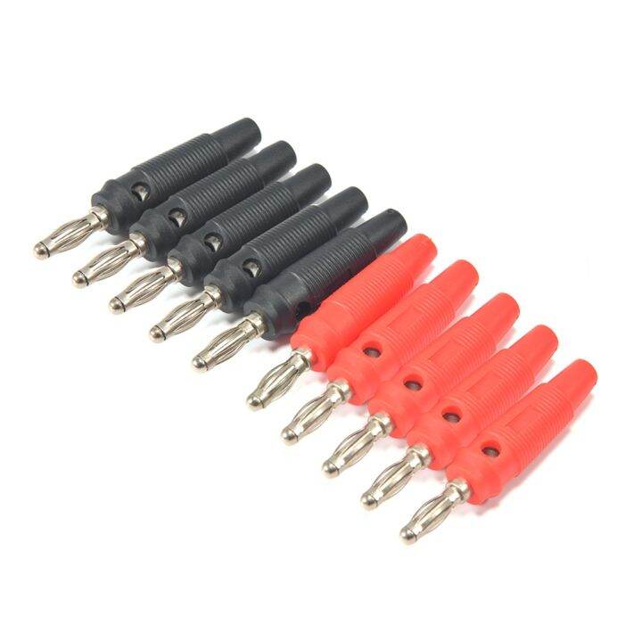 10Pcs/lot Red and Black 4mm Solderless Side Stackable Banana Plug