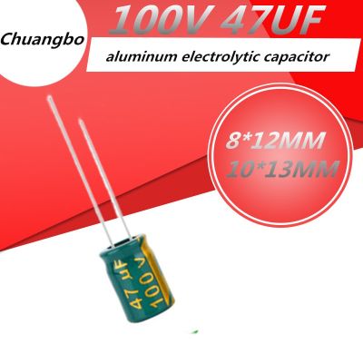 【cw】 10pcs Higt quality 100V47UF 100V 47UF 8x12MM 10x13MM low ESR/impedance high frequency aluminum electrolytic capacitor ！